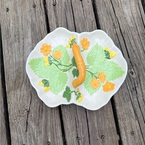 Vintage 1974 Ceramic Floral Serving Tray Plate